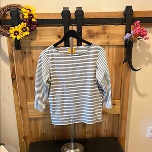 Ruby Rd. Striped Long Sleeve Tee in Gray and White